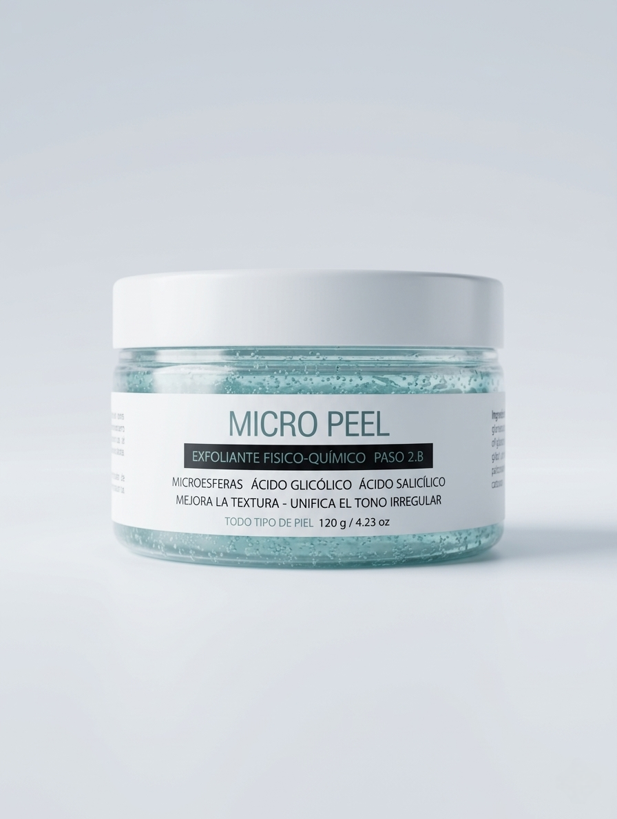 MICRO PEEL EXFOLIANTE FACIAL CON MICROESFERAS, ÁCIDO GLICÓLICO Y ÁCIDO SALICÍLICO  120g (VL048)